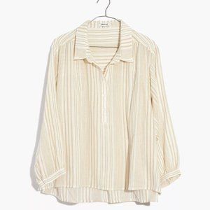 Madewell Striped Gauze Drop-Shoulder Popover Top